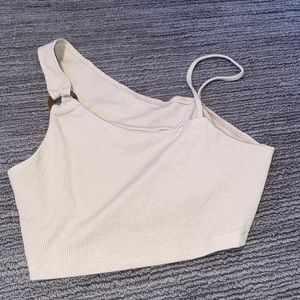 Shein tan asymmetrical cropped tank. size: S